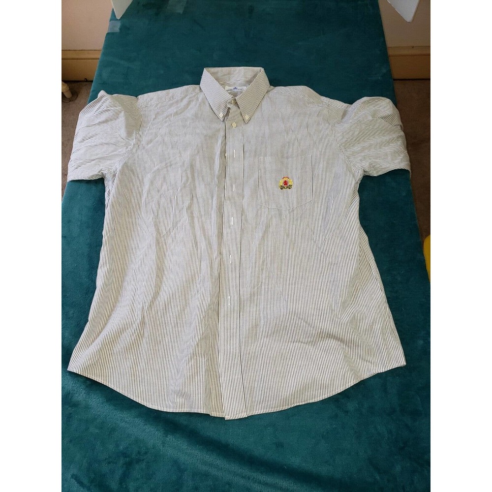 English Sports Shop Mens Blue Long Sleeve Button Up Shirt Large Cotton Striped